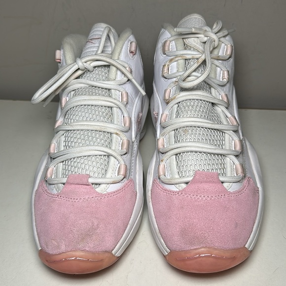 Reebok Allen Iverson #3 question mid pink toe men’s suede White and Pink Shoes - Picture 5 of 9